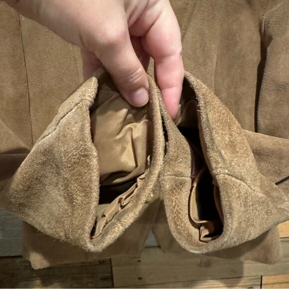 Vintage Wilsons Leather Suede Puff Shoulder Cropped Jacket Size 12 Retro Boho - Picture 11 of 16